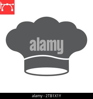 Chef hat glyph icon, kitchen and cook, chef hat vector icon, vector graphics, editable stroke solid sign, eps 10 Stock Vector