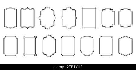 Set of simple line frames with double stroke. Vector illustration. Eps 10. Stock Vector