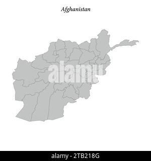 Simple flat Map of Afghanistan with district borders Stock Vector
