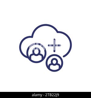 collect user data in a cloud line icon Stock Vector