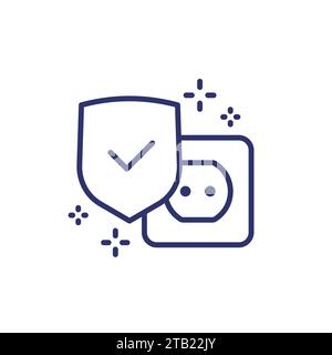 surge protection line icon on white Stock Vector