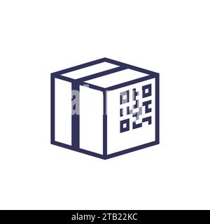package with QR code icon, vector Stock Vector