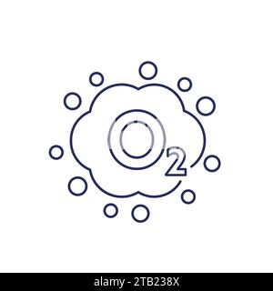 oxygen gas line icon with a cloud Stock Vector