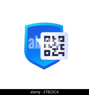 Secure qr code payment vector icon with shield Stock Vector