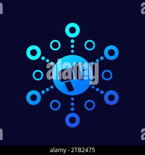Multichannel marketing icon on dark Stock Vector