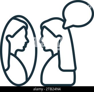 Self-reflection icon. Monochrome simple sign from mental health ...
