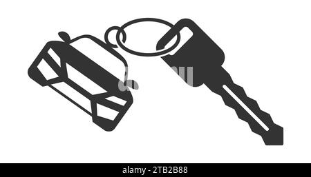 Key with a keychain in the form of a car. Vector illustration Stock Vector