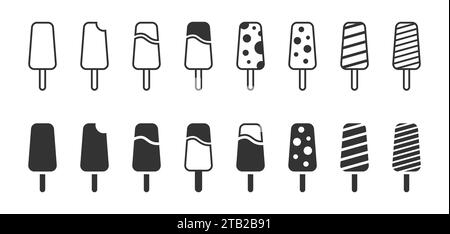 Ice cream bar set. Ice cream icons collection. Vector illustration Stock Vector