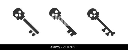 Skull key icon. Flat vector illustration Stock Vector