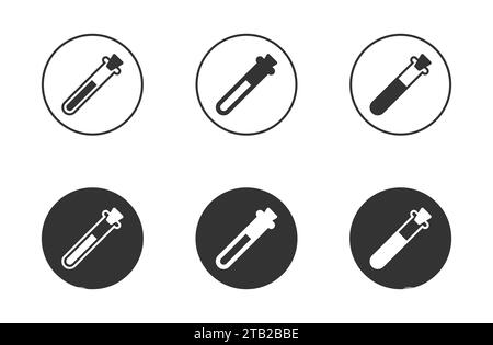 Bottle with potion icon set. Blood test tube icon. Vector illustration Stock Vector