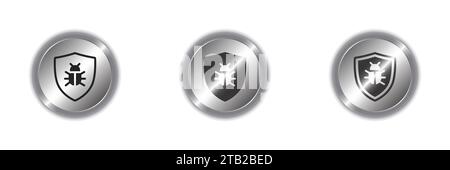 Antivirus protection icon. bug protection icon. Bug symbol on a shield. Vector illustration Stock Vector