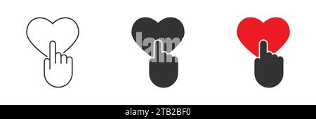 Human heart icon with hand touch. Charity symbol. Vector illustration Stock Vector