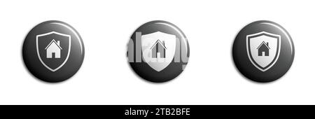 Home with shield icon. House security symbol. Vector illustration Stock Vector