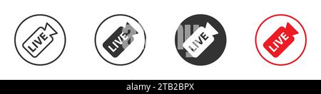 Live stream icons set. Video camera with the text: live, online, video stream. Vector illustration Stock Vector