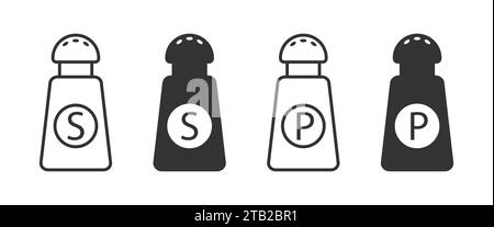 Salt and pepper line and flat icons. Vector illustration Stock Vector