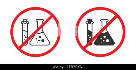 Prohibited flask symbol. No chemicals icon. No additives sign. Vector illustration Stock Vector