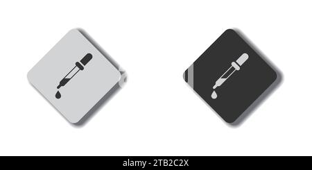 Eye dropper on square button with shadow under it. Vector illustration Stock Vector