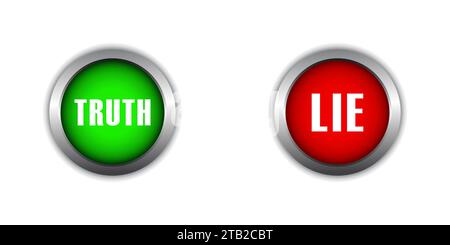 Truth and lie buttons. Flat vector illustration Stock Vector