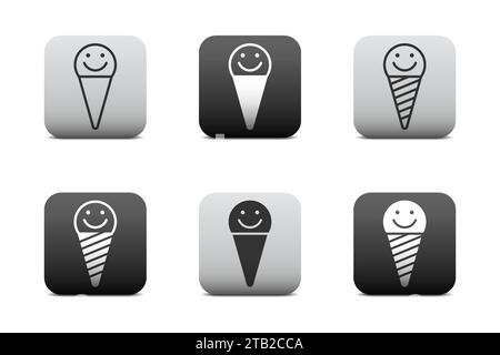 Face ice cream icon. Ice cream icon wih smile sign. Vector illustration Stock Vector