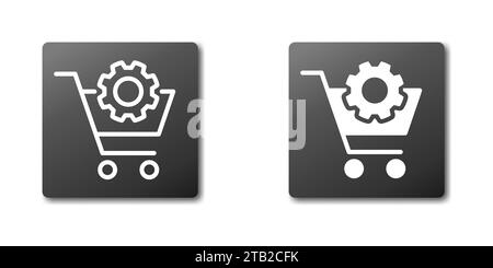 Shopping cart with gear icon. Selling, purchase, shopping concept. Vector illustration Stock Vector