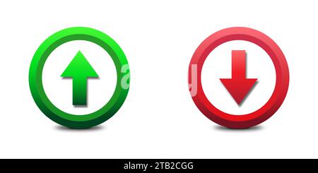 Colorful web button with arrow up and down symbols. Flat vector illustration Stock Vector