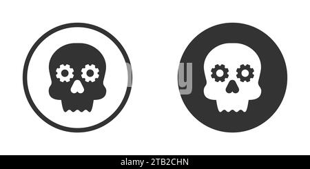 Skull with gears instead of eyes. Danger symbol. Vector illustration Stock Vector