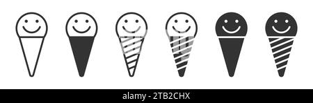 Face ice cream icon. Ice cream icon wih smile sign. Vector illustration Stock Vector