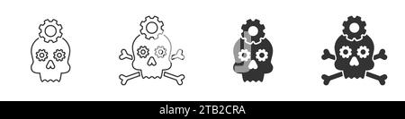 Crossbones and gears. Death skull icon. Vector illustration Stock Vector