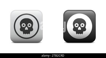 Skull with gears instead of eyes. Danger symbol. Vector illustration Stock Vector