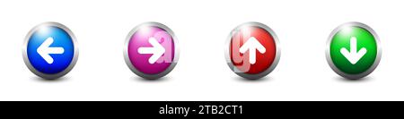 Colorful web button with arrow symbol. Flat vector illustration Stock Vector