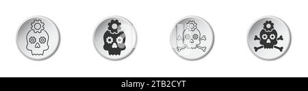 Crossbones and gears. Death skull icon. Vector illustration Stock Vector