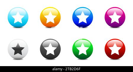Set of colored spheres with stars icons. Flat vector illustration Stock Vector