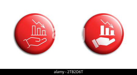 Arrow pointing downwards showing crisis. Business graph with down arrow. Business icon. Vector illustration Stock Vector