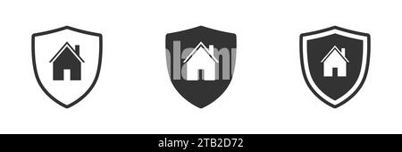 Home with shield icon. House security symbol. Vector illustration Stock Vector