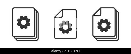 Document icon with cog symbol. Gear on a paper. Vector illustration Stock Vector