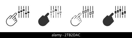 Control panel icon. Adjustment button with hand. Multimedia adjusting symbol. Vector illustration Stock Vector