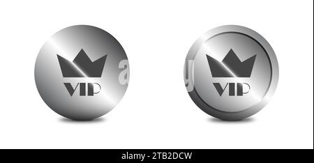 Vip icon. VIP label. Round button with shadow under it. Flat vector illustration Stock Vector