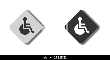 Wheelchair icon on a flat button with shadow under it. Vector illustration Stock Vector