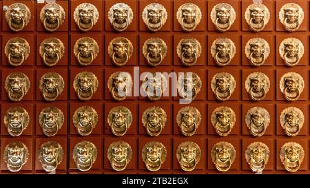 Chinese lion drawer collection background Stock Photo