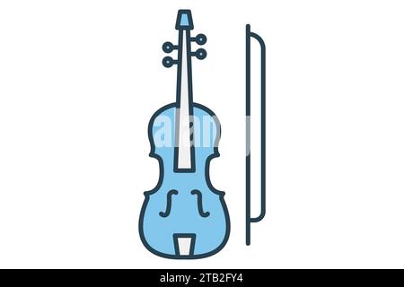violin icon. icon related to music, music instrument. flat line icon style. simple vector design editable Stock Vector