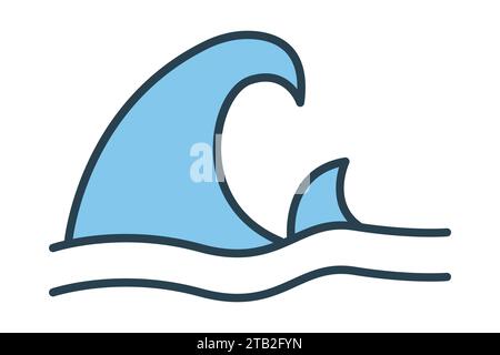 wave icon. icon related to sea. flat line icon style. simple vector design editable Stock Vector