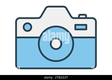 camera icon. flat line icon style. simple vector design editable Stock Vector