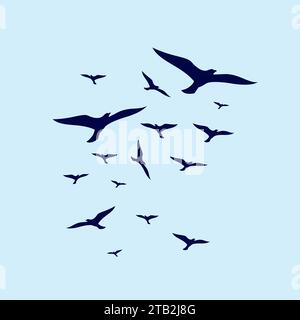 bird fly in formation simple design. bird icon Stock Vector
