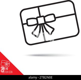 Gift card vector line icon. Monetary present outline symbol. Stock Vector
