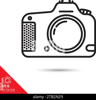 Camera front vector line icon. Digital photography outline symbol. Stock Vector