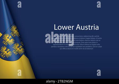 3d flag Lower Austria, state of Austria, isolated on background with copyspace Stock Vector