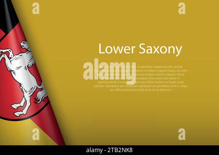 3d flag Lower Saxony, state of Germany, isolated on background with copyspace Stock Vector