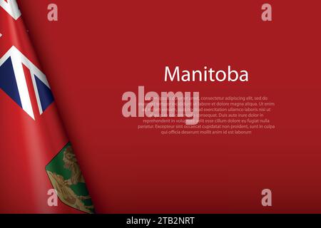 3d flag Manitoba, state of Canada, isolated on background with copyspace Stock Vector