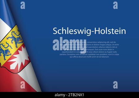 3d flag Schleswig-Holstein, state of Germany, isolated on background with copyspace Stock Vector