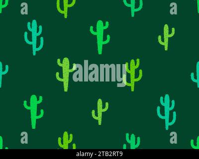 Cactus seamless pattern. Desert cactus Carnegia. Green cacti with spines in a modern style. Large Mexican empty cacti. Design of banners and posters. Stock Vector
